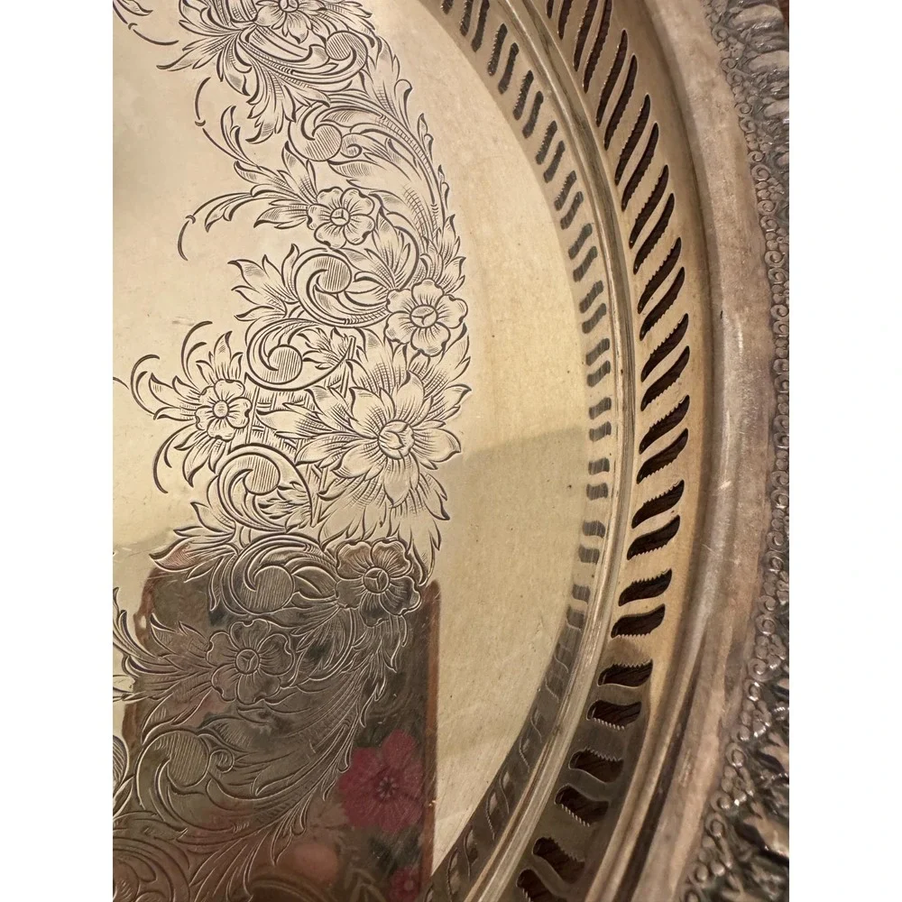 Vintage Wilcox International Silver Co Gallery Tray Brandon Hall Floral 7571G